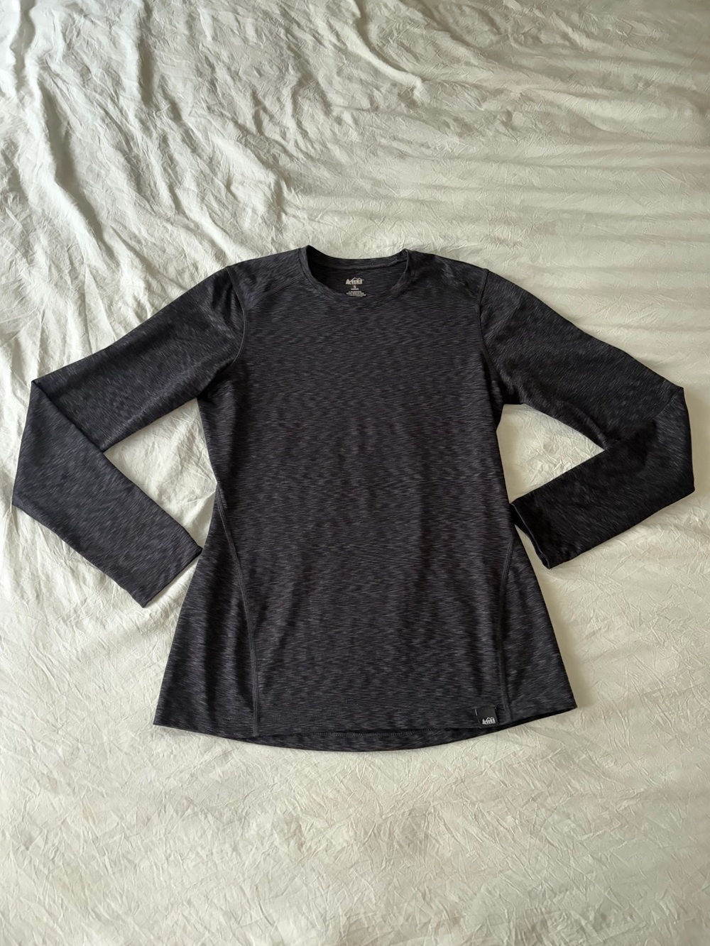 REI Co-op Womens Long Sleeve Performance Top Small Gray Space Dye Athletic Shirt
